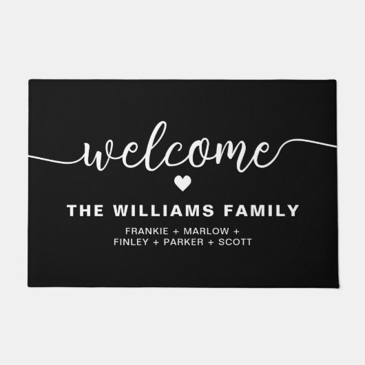 Handgeschriebener Personalisierter Familienname Sc Fußmatte (Vorderseite)