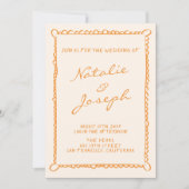 Handgeschriebener Pinstripe farbenfroh, alles in e Einladung (Vorderseite)