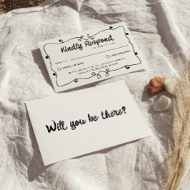 Handgeschriebener Retro-Einzelrahmen Moderne Hochz RSVP Karte