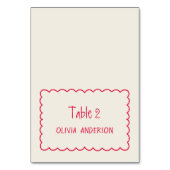 Handgeschriebener Retro Fun Funky Place Tischnummer (Vorderseite)