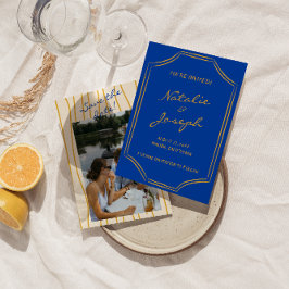 Handgeschriebener Retro Pinstripe Italien Foto Wed Save The Date