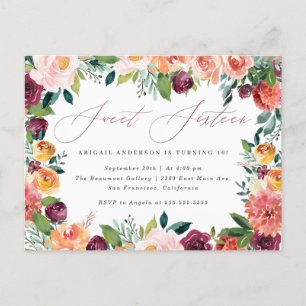 Handgeschriebener Rosen-Goldbonbon 16 Einladungspostkarte