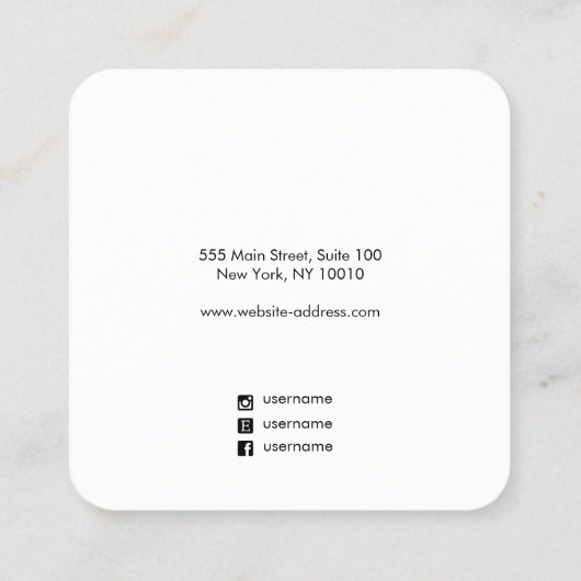 Handgeschriebener Schriftart - Einfache Anzeige mi Quadratische Visitenkarte (Rückseite)