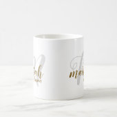 handgeschriebener Schriftart in Monogramm auf Weiß Kaffeetasse (Mittel)