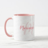 handgeschriebener Schriftart mit Monogramm Name/Mo Tasse (Links)