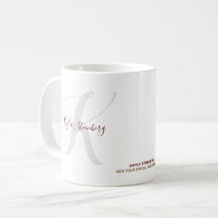 Handgeschriebener Schriftart mit Monogramm weiß Kaffeetasse