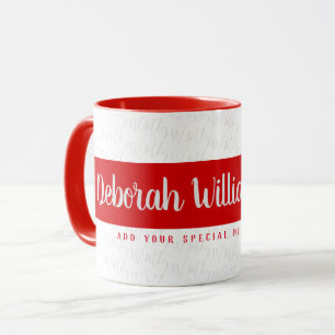 handgeschriebener Schriftart Stylesname rot Tasse