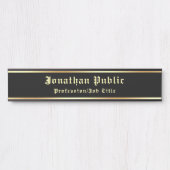 Handgeschriebener Schwarzer Gold Klassischer Nosta Türschild (Vorderseite )