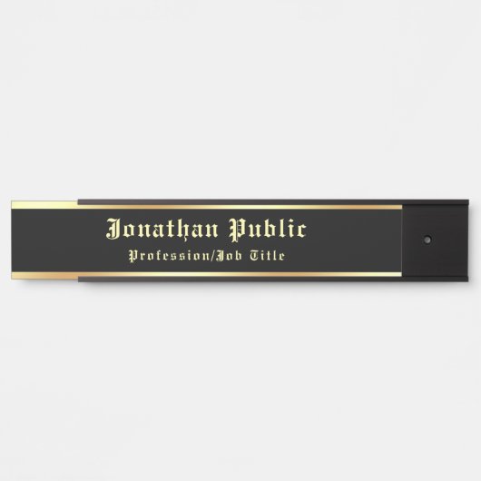 Handgeschriebener Schwarzer Gold Klassischer Nosta Türschild (Vorderseite )