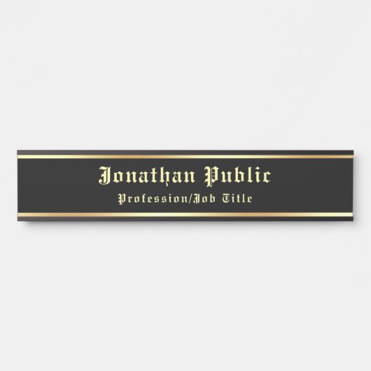 Handgeschriebener Schwarzer Gold Klassischer Nosta Türschild (Vorderseite )
