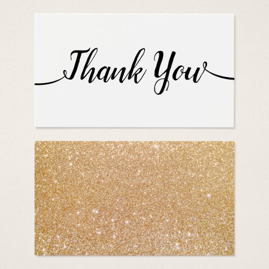 Handgeschriebener Script Gold Glitzer Vielen Dank (Vorne & Hinten)