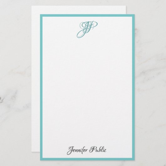 Handgeschriebener Skript-Monogramm-Namen-einfaches Briefpapier (Vorne/Hinten)