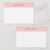Handgeschriebener Skriptname Blush Pink White Eleg Mitteilungskarte (Vorne/Hinten)