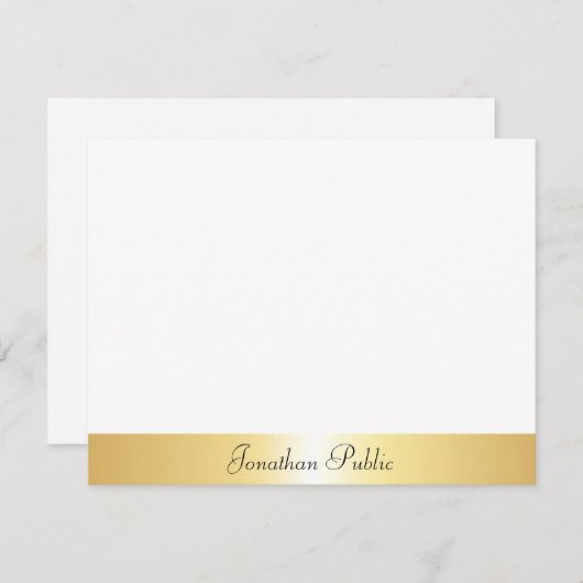 Handgeschriebener Skriptname Gold-Vorlage Mitteilungskarte (Vorne/Hinten)