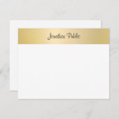 Handgeschriebener Skriptname Gold White Template Mitteilungskarte (Vorne/Hinten)