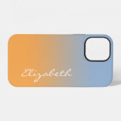 Handgeschriebener Skriptname Light Blue Orange Gra iPhone Hülle (Rückseite (Horizontal))