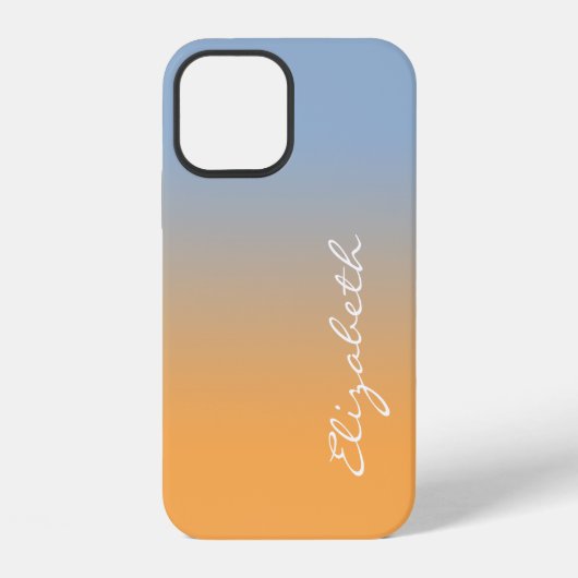 Handgeschriebener Skriptname Light Blue Orange Gra iPhone Hülle (Rückseite)