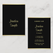 Handgeschriebener Skriptname Schwarze Gold-Vorlage Visitenkarte (Vorne/Hinten)