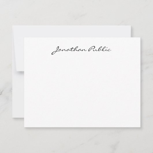 Handgeschriebener Skriptname Text Chic Einfaches D Mitteilungskarte (Vorderseite)