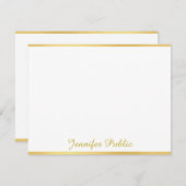 Handgeschriebener Skriptname Text Gold weiße Vorla Mitteilungskarte (Vorne/Hinten)