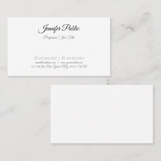 Handgeschriebener Skripttext Einfache Vorlage Mode Visitenkarte (Vorne/Hinten)