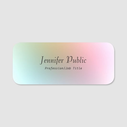 Handgeschriebener Skripttext Elegante farbige Vorl Namensschild (Vorderseite)