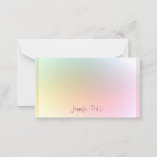 Handgeschriebener Skripttext Moderne farbige Vorla Mitteilungskarte (Vorderseite)