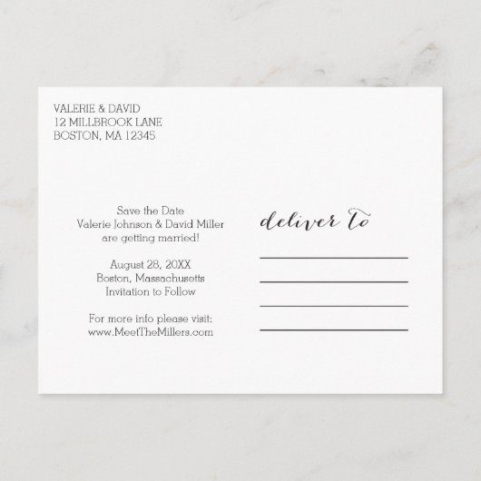 Handgeschriebener Snapshot, Save the Date 2-Foto Ankündigungspostkarte (Rückseite)