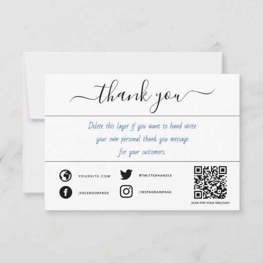 Handgeschriebener Sozialql-Code danke einfügen Kar (Vorderseite)