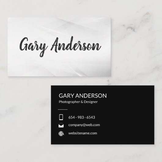 Handgeschriebener Stil | Abstrakter Hintergrund Visitenkarte (Vorne/Hinten)