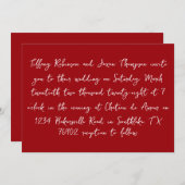 Handgeschriebener Stil Minimalistisch Rot und Weiß Einladung (Vorne/Hinten)