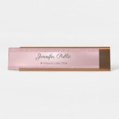 Handgeschriebener Text-eleganter Rosen-GoldGlitzer Schreibtischnamensplakette (Vorderseite )