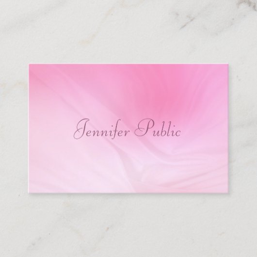 Handgeschriebener Text Moderne elegante rosa Vorla Visitenkarte (Vorderseite)