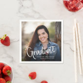 Handgeschriebener Trendy Lässig Script Foto Abschl Serviette (Beispiel)