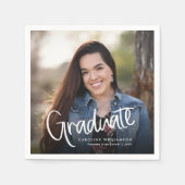 Handgeschriebener Trendy Lässig Script Foto Abschl Serviette (Vorderseite)