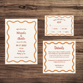 Handgeschriebener Whimsical Wavy Border Fun 70er W Einladung