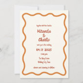 Handgeschriebener Whimsical Wavy Border Fun 70er W Einladung (Vorderseite)