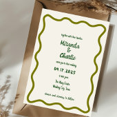 Handgeschriebener Whimsical Wavy Border Fun Hochze Einladung