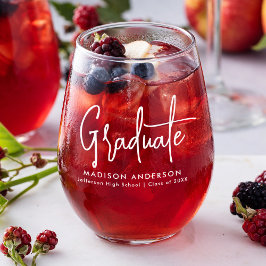 Handgeschriebener White Script-Abschluss Weinglas Ohne Stiel