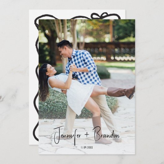 Handgeschriebenes altes Geld Save the Date Foto Einladung (Vorne/Hinten)