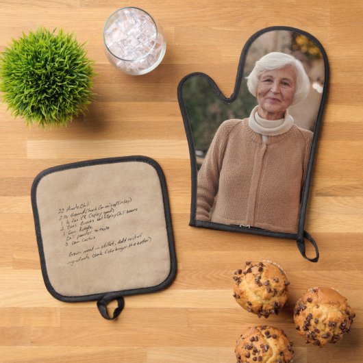 Handgeschriebenes benutzerdefiniertes Rezept Ofenhandschuh & Topflappen-Set (Oben Unten)