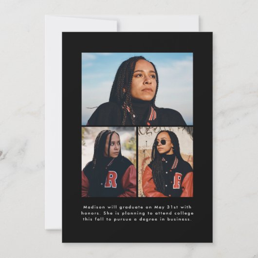 Handgeschriebenes Black Brush Script 4 Foto Abschl Ankündigung (Rückseite)