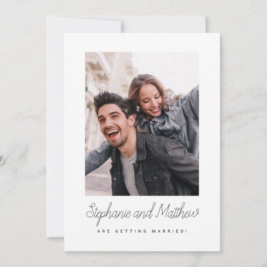 Handgeschriebenes Black l Foto Save the Date Einla Einladung (Rückseite)