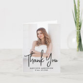 Handgeschriebenes Black Script-Foto-Abschluss Dankeskarte (Vorderseite)