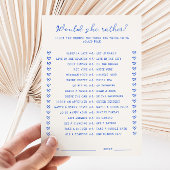 Handgeschriebenes Blau Wäre sie lieber Game Card Einladung