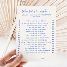 Handgeschriebenes Blau Wäre sie lieber Game Card Einladung