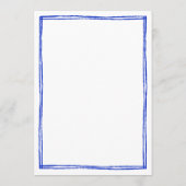 Handgeschriebenes blauer französischer Hochzeitsme Menükarte (Rückseite)