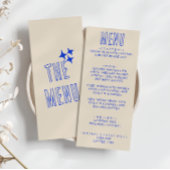 Handgeschriebenes blaues Retro fett Moderne Fun We Menükarte