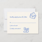 Handgeschriebenes blaues, Vintages, einzigartiges RSVP Karte (Vorderseite)