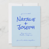 Handgeschriebenes Blue Bold Retro Einzigartige Mod Save The Date (Rückseite)